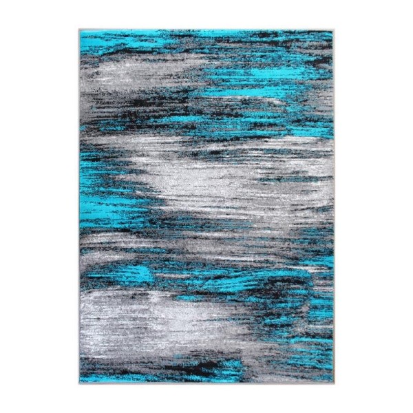 Flash Furniture Rylan Collection 6' x 9' Turquoise Abstract Area Rug - Olefin Rug with Jute Backing for Hallway, Bedroom, Living Room, ACD-RG1100-69-TQ-GG