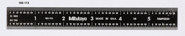 Mitutoyo Steel Rule 6" (Black), Black Chrome Finish Tempered Stainless Steel, 182-113