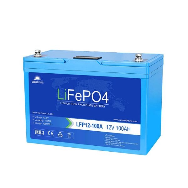 SunGoldPower 12V 100Ah LiFePo4 Deep Cycle Lithium Battery / Bluetooth / Self-Heating / IP65, LFP12-100A