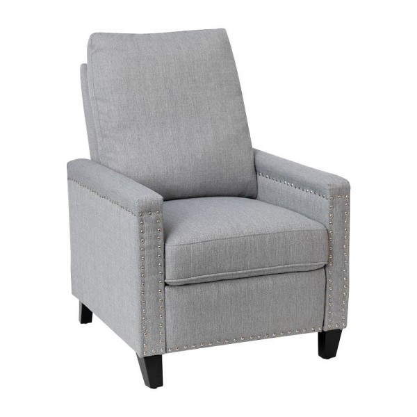 Flash Furniture Carson Transitional Style Push Back Recliner Chair - Pillow Back Recliner - Light Gray Fabric Upholstery, BO-BS7003-LGY-GG