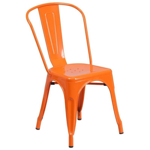 Flash Furniture Perry Commercial Grade Orange Metal Indoor-Outdoor Stackable Chair, CH-31230-OR-GG