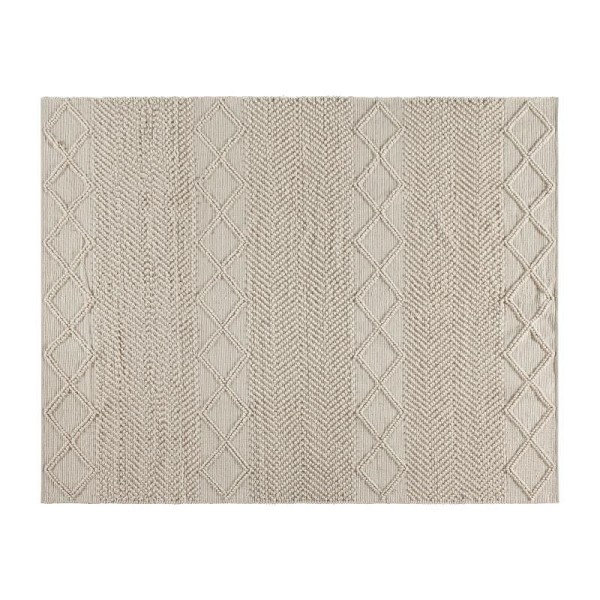 Flash Furniture Melissa 8' x 10' White and Ivory Geometric Design Handwoven Area Rug - Wool/Polyester/Cotton Blend, CI-20-9450A-810-CR-GG