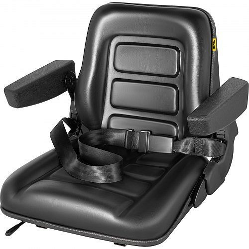 VEVOR Universal Forklift Seat Black PVC Tractor Seat, 6"/150mm Adjustable Mower Seat Foldable Seat, Black, Adjustable Armrests, CCZYHSCCZYYS2Y9IRV0
