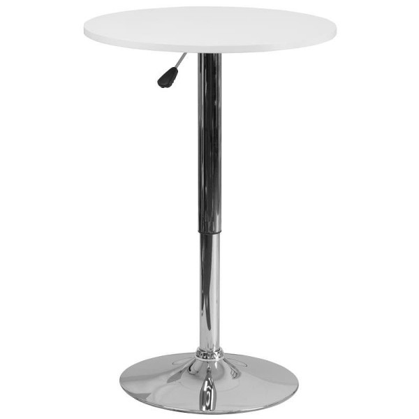 Flash Furniture Pearl 23.75'' Round Adjustable Height White Wood Table (Adjustable Range 26.25'' - 35.75''), CH-2-GG