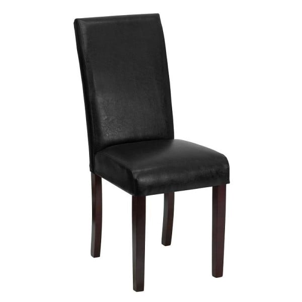 Flash Furniture Godrich Traditional Black LeatherSoft Upholstered Panel Back Parsons Dining Chair, BT-350-BK-LEA-023-GG