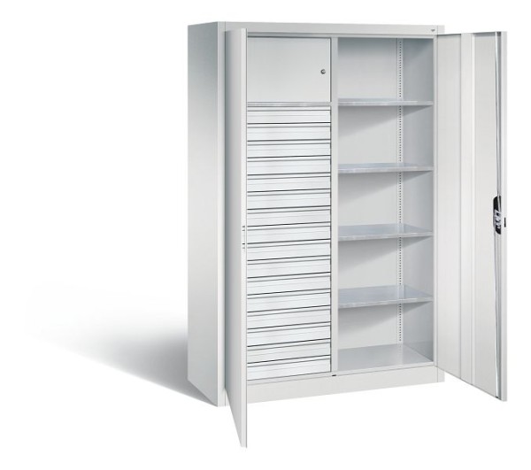 CP Furniture Hinged door cabinet, 16 drawers, 1 valuables compartment, 2 doors, suspension bolts, Width 1200 mm, 8931-301