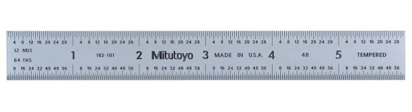 Mitutoyo Steel Rule, 6 In, 4R, 3/4 In Wide, 182-101