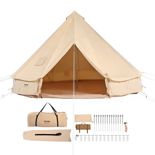 VEVOR Canvas Bell Tent, 4 Seasons 6 m/19.68 ft Yurt Tent, FBZXZP6MMGBZRVT96V0