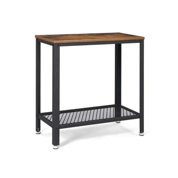 VASAGLE Industrial Side Table with Mesh Shelf, Rustic Brown, LET31BX