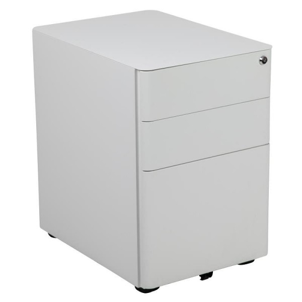 Flash Furniture Warner Modern 3-Drawer Mobile Locking Filing Cabinet, Anti-Tilt Mechanism & Hanging Drawer for Legal/Letter Files, White, HZ-CHPL-01-W-GG