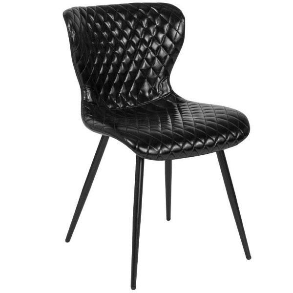 Flash Furniture Bristol Contemporary Upholstered Chair in Black Vinyl, LF-9-07A-BLK-GG