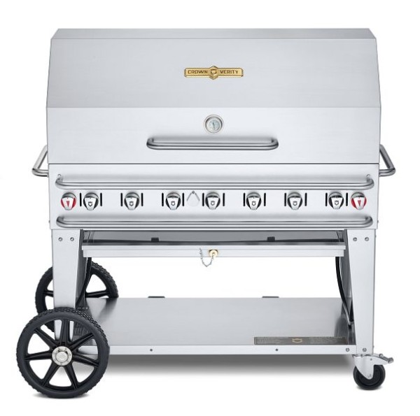 Crown Verity 48" Rental Grill, Propane, with 48” Roll Dome and Bun Rack, CV-RCB-48RDP