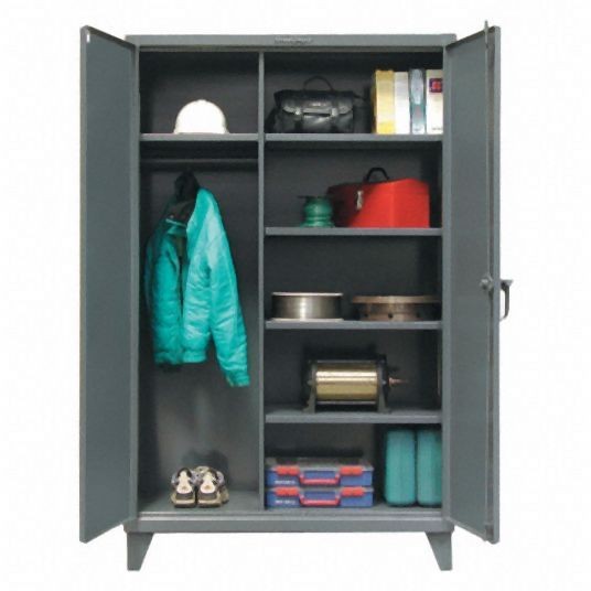 Strong Hold Heavy Duty Storage Cabinet, Dark Gray, 66 in H X 48 in W X 24 1/2 in D, Assembled, 4 Cabinet Shelves, 45-W-244