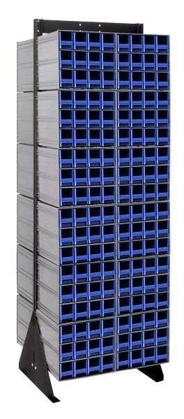 Quantum Storage Systems Interlocking Storage Cabinets Floor Stand, double sided, 24"D x 23-5/8"W x 75"H, includes (288) blue drawers, QIC-270-122BL