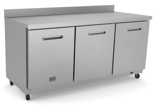 Kelvinator Commercial 3-door undercounter refrigerator with worktop, 72", R600a refrigerant gas, 33/+41°F, stainless steel, 738302