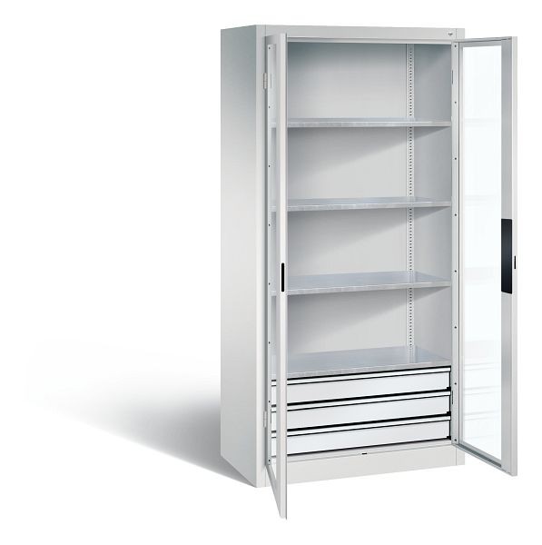 CP Furniture Large-capacity tool cabinet, viewing window, telescopic rail guide, Shelves 4 above, H 1950 x W 930 x D 500 mm, 8921-553