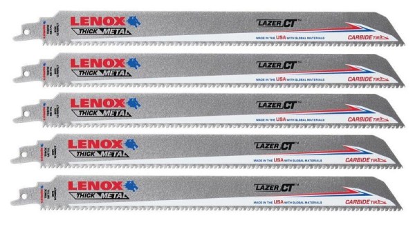 LENOX Reciprocating Saw Blade 12" x 1" x 050" x 8 TPI, 5 Pack, LXAR12108CT