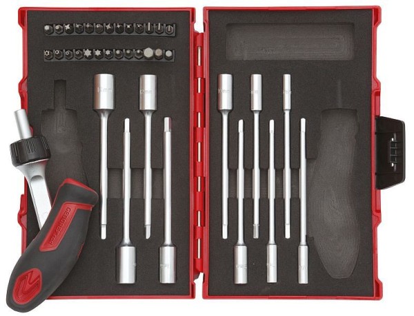 GEDORE red R49005037 Tool set T-handle with ratchet 1/4" 37 pieces, 3300025
