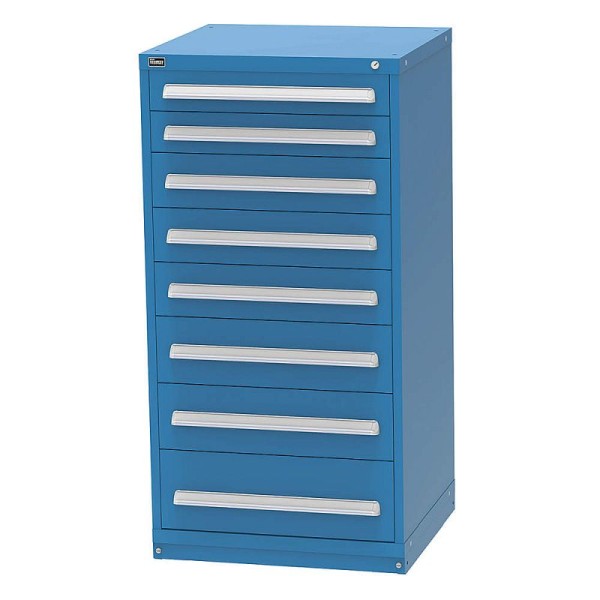 Vidmar Stationary Full Height Modular Drawer Cabinet, 8 Drawers, 30" W x 27-3/4" D x 59" H Dark Blue, SEP3371AL