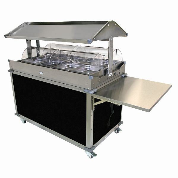 Cadco MobileServ 4 Bay Deluxe Grab & Go Cart, Stainless / Black Laminate Panels, CBC-GG-4-L6