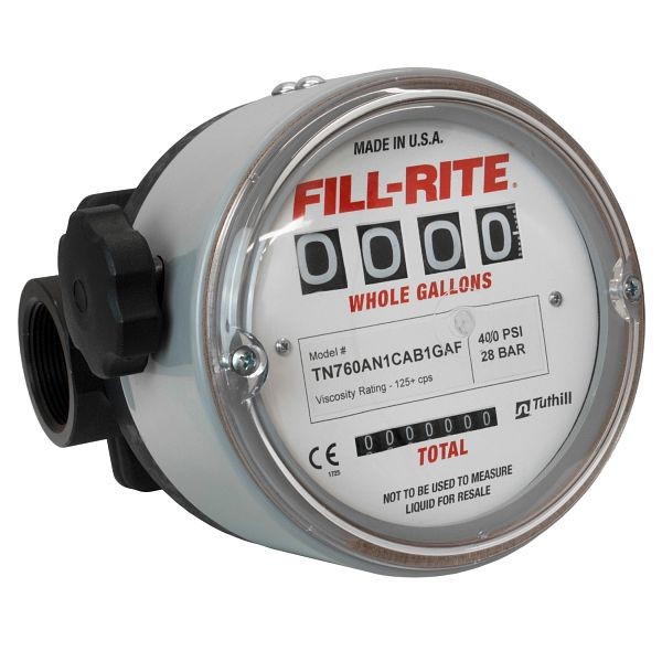 Fill-Rite 1.5" Meter (Gallons) for Heavy Fuel Oils, Hydraulic Oils, and Lubrications Oils (125+ cSt/600+ SSU), Fluorocarbon Seals, TN760AN1CAB1GAF