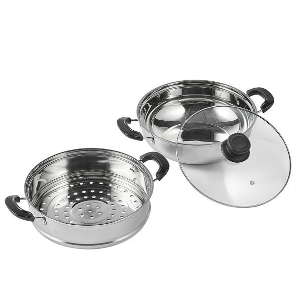 VEVOR Steamer Pot, 11in/28cm Steamer Pot for Cooking with 3QT Stock Pot and Vegetable Steamer, DCZG28CM00009GWUDV0