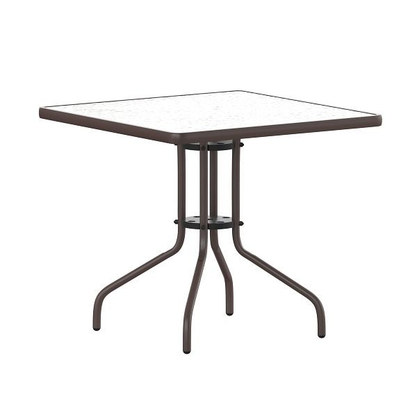 Flash Furniture Barker 31.5'' Bronze Square Tempered Glass Metal Table, TLH-073A-2-BZ-GG