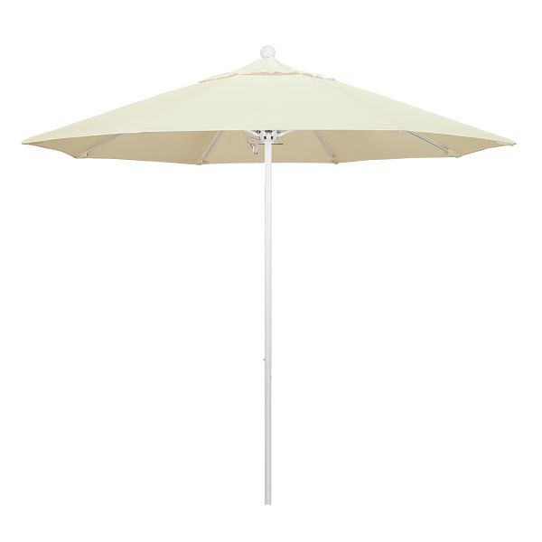 California Umbrella 9' Venture Series Patio Umbrella, Matted White Aluminum Pole, Push Lift, Sunbrella 1A Canvas Fabric, ALTO908170-5453