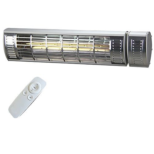 SUNHEAT Commercial/Restaurant 1500 Watt Electric Wall (or Tripod) Mounted Patio Heater with Remote- Silver, 90990002