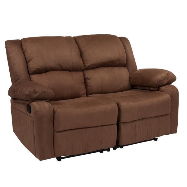 Flash Furniture Harmony Series Chocolate Brown Microfiber Loveseat with Two Built-In Recliners, BT-70597-LS-BN-MIC-GG