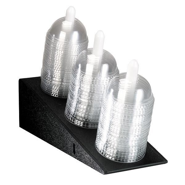 Dispense Rite Thee section dome lid holder - angled - Black Polystyrene, ADL-3