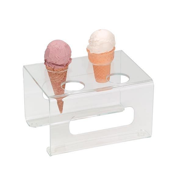 Dispense Rite Four section cone stand - 1-5/8" holes - Clear Acrylic, CTCS-4C