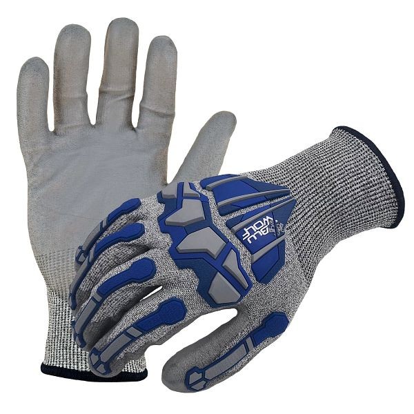 BLUWOLF 18-G Gray Seamless A4 Cut Resistant Glove with Gray Polyurethane Coating and Stealth Low-Profile Guards, Size: S, Quantity: 12 Pair, BW4010-S