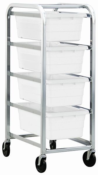 Quantum Storage Systems Tub Rack, mobile, 60 lb. weight capacity per bin, end loading, holds (4) TUB2516-8 white tubs (included), TR4-2516-8WT