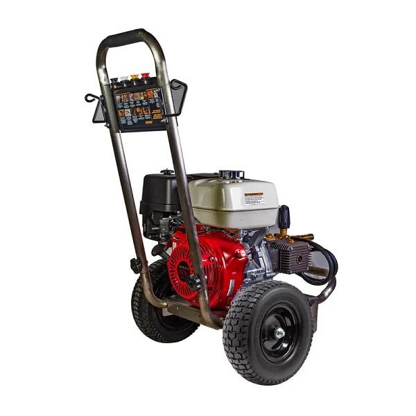 BE Power Equipment 4,000 PSI - 4.0 GPM Gas Pressure Washer Honda GX390 Engine and Comet Triplex Pump, Heavy-duty stainless steel frame, PE-4013HWPSCOMZ