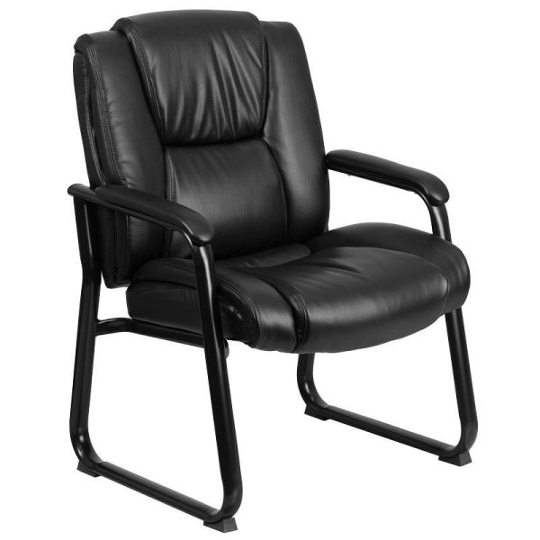 Flash Furniture Reception Chairs Black LeatherSoft Side Chairs for Reception and Office, GO-2138-GG
