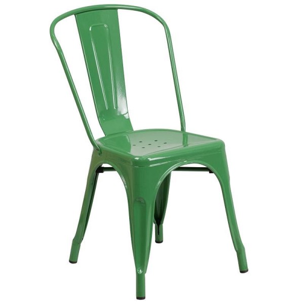 Flash Furniture Perry Commercial Grade Green Metal Indoor-Outdoor Stackable Chair, CH-31230-GN-GG