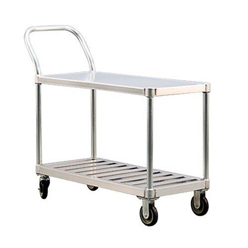 New Age Industrial Utility Cart, One Solid and One T-Bar Shelf, 800 lbs. Capacity, 1416