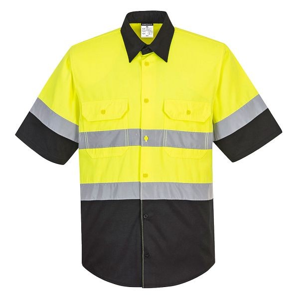 Portwest Two Tone Short Sleeve ANSI Work Shirt, Yellow/Black, 4XL, E067YBR4XL