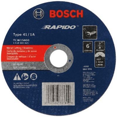 Bosch 6 Inches 1/16 Inches 7/8 Inches Arbor Type 1A (ISO 41) 46 Grit Rapido™ Fast Metal/Stainless Cutting Abrasive Wheel, 2610065815