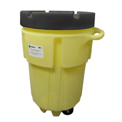 ENPAC 95 Gallon Wheeled Poly SpillPack Drum, Yellow Base with Black Slip-Top Lid, 1199-YE