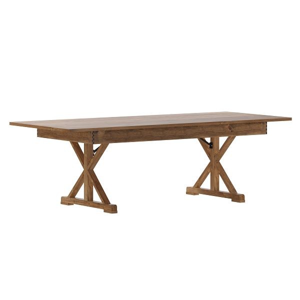 Flash Furniture HERCULES 8' x 40" Rectangular Antique Rustic Solid Pine Folding Farm Table with X Legs, XA-F-96X40-XLEGS-GG