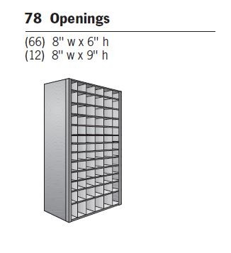 Deluxe 48 x 18 Bin model Units with 78 openings, Beaded Front, CX5B - 4818