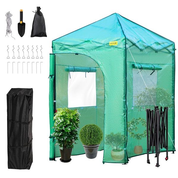VEVOR Greenhouse Portable Walk-in Hot Green House Tent 6' x 4' x 8' Plant Garden, DCSW6X4X8INCH1WH8V0