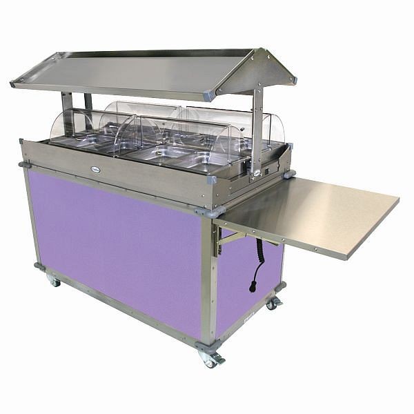Cadco MobileServ 4 Bay Deluxe Grab & Go Cart, Stainless / Purple Laminate Panels, CBC-GG-4-L7