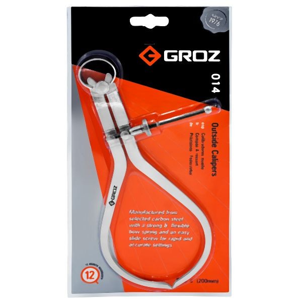 Groz 8" Spring Outside Caliper, Matte Finish, with Solid Nut, 1413