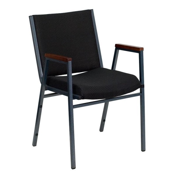 Flash Furniture HERCULES Series Heavy Duty Black Dot Fabric Stack Chair with Arms, XU-60154-BK-GG