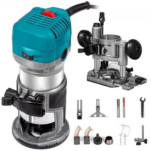 VEVOR 800W Max Torque Variable Speed 30,000RPM Compact Router with Collets 1/4" & 3/8" 1x Plunge Base, KCJSCMGXBJQRSDZ01V1
