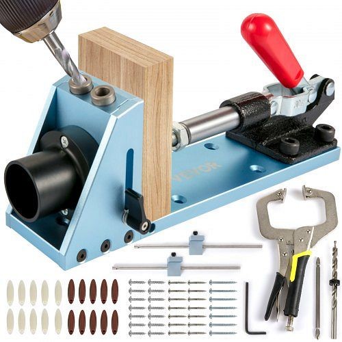 VEVOR Pocket Hole Jig Kit, Aluminum Punch Locator, Adjustable & Easy to Use Joinery Woodworking System, Guides Joint Angle, XKKJJSSSBDDWCJIT0V0