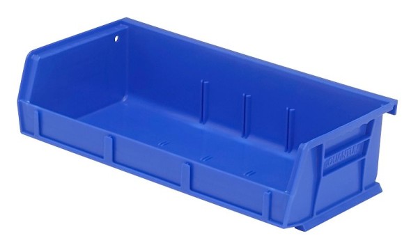 Quantum Storage Systems Bin, stacking or hanging, 11"W x 5-3/8"D x 3"H, polypropylene, blue, QUS232BL